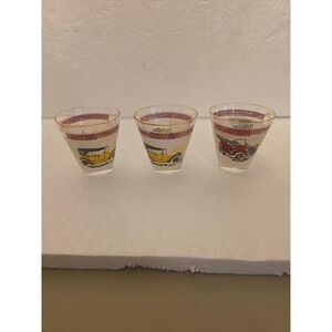Vintage Hazel Atlas Antique Car Low Ball Glasses - Set of 3